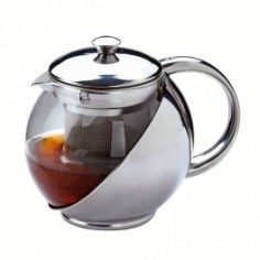 Théière avec filtre - 1,10l - verre et inox 