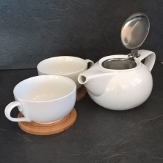 Service à thé 4 personnes porcelaine&bois