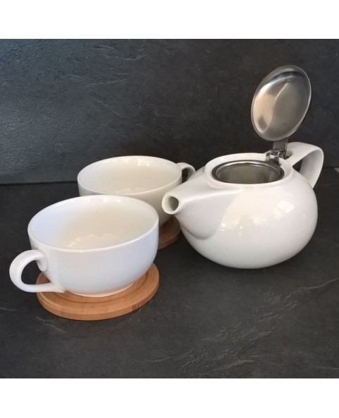Service à thé 4 personnes porcelaine&bois